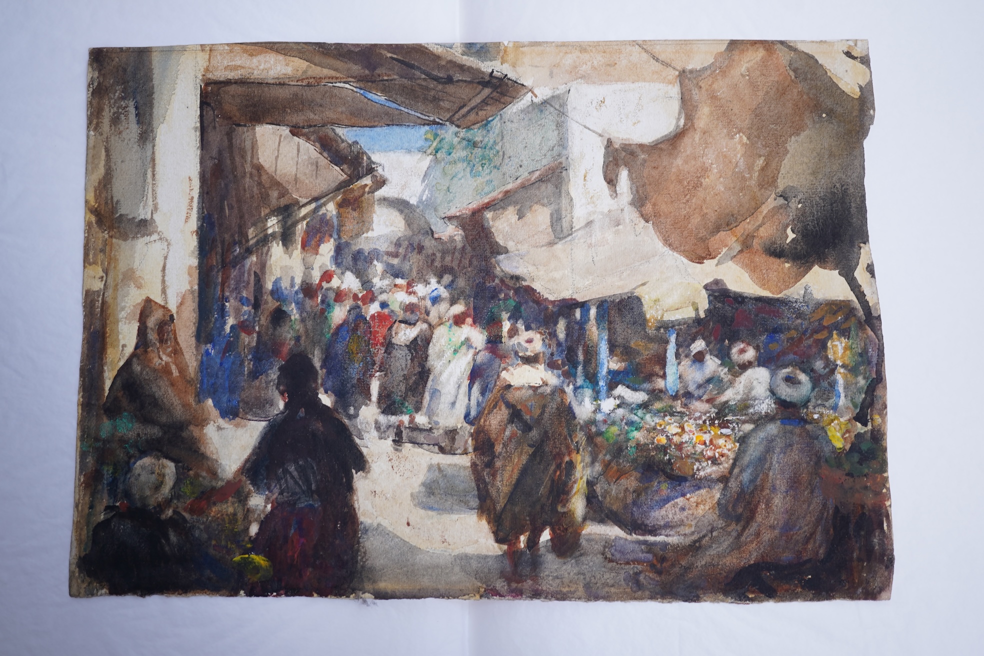 Frederick William Jackson, (1859-1918), North African market scene with figures